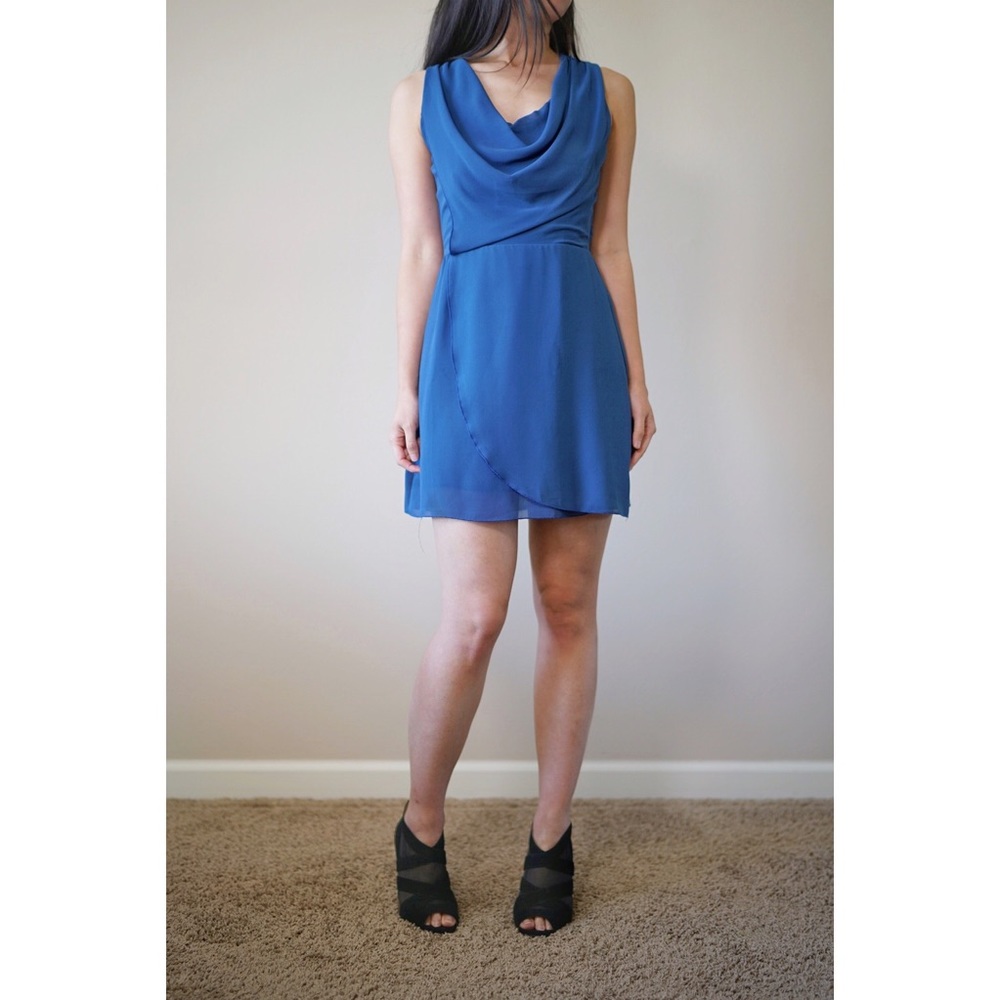 [SOLD] Topshop sapphire chiffon mini / midi dress